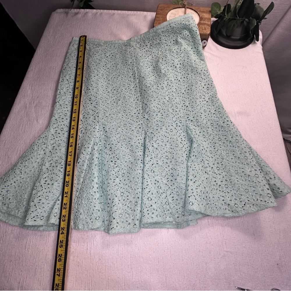 Jones Wear Women’s Lined Lace Mint Green Skirt Set Size 14 - Picture 12 of 16